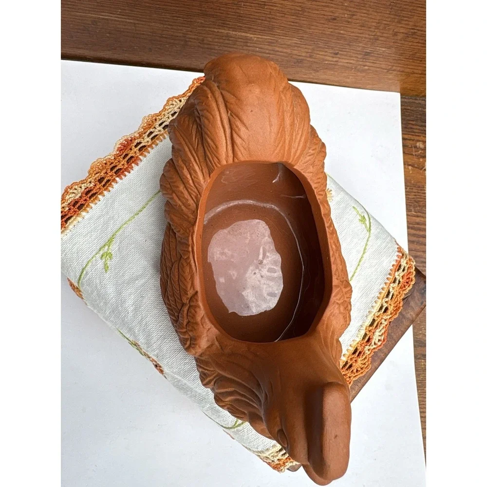 Terracotta Chicken Hen Planter Clay Folk Art 6.5